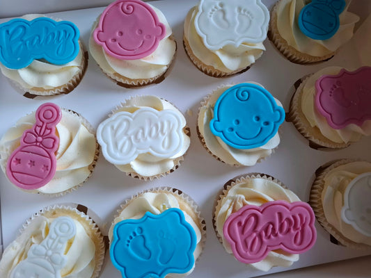 Fondant Topped Gender Reveal Cupcakes